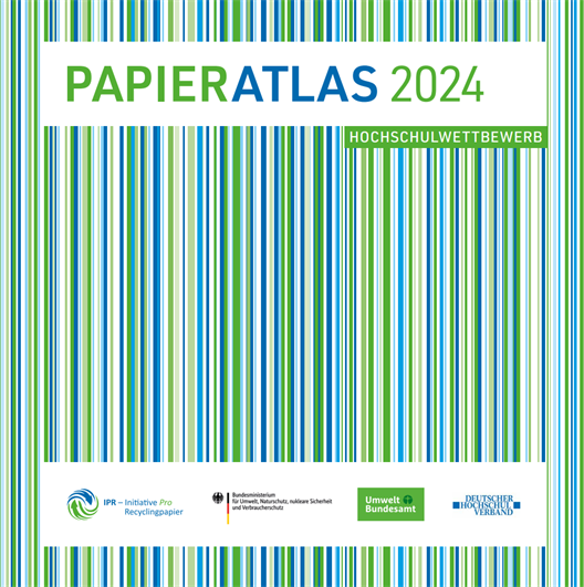 Erstmalig hat die Hochschule Düsseldorf am Hochschulwettbewerb „Papieratlas“ teilgenommen. Die Hochschule Düsseldorf setzte im Jahr 2023 in der Verwaltung 92 Prozent Recyclingpapier mit dem Blauen Engel ein. 